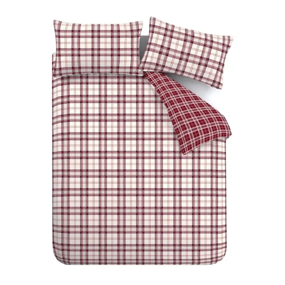 Lenjerie de pat burgundy pentru pat dublu/extinsă 230x220 cm Kelso Check – Catherine Lansfield