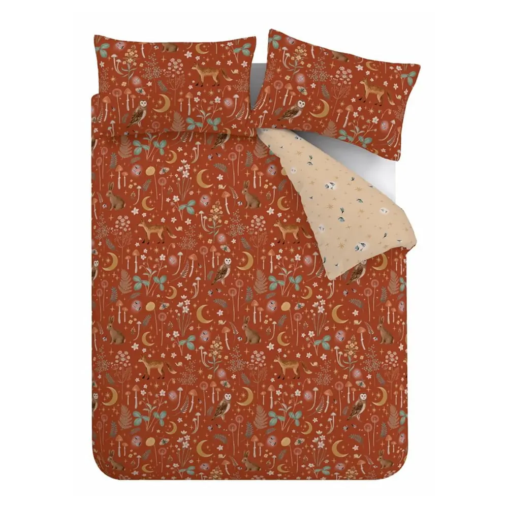 Lenjerie de pat cărămizie pentru pat de o persoană 135x200 cm Enchanted Twilight Animals – Catherine Lansfield