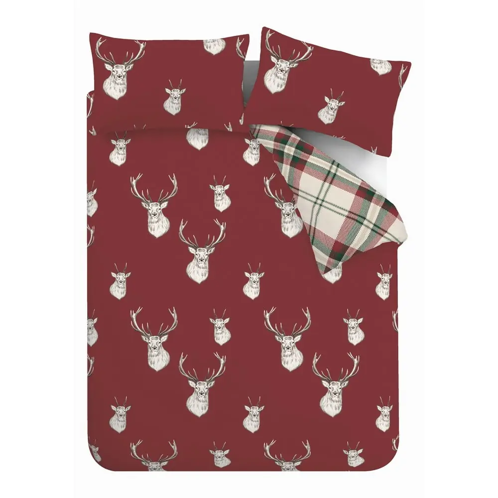 Lenjerie de pat Catherine Lansfield Munro Stag, 135 x 200 cm, roșu