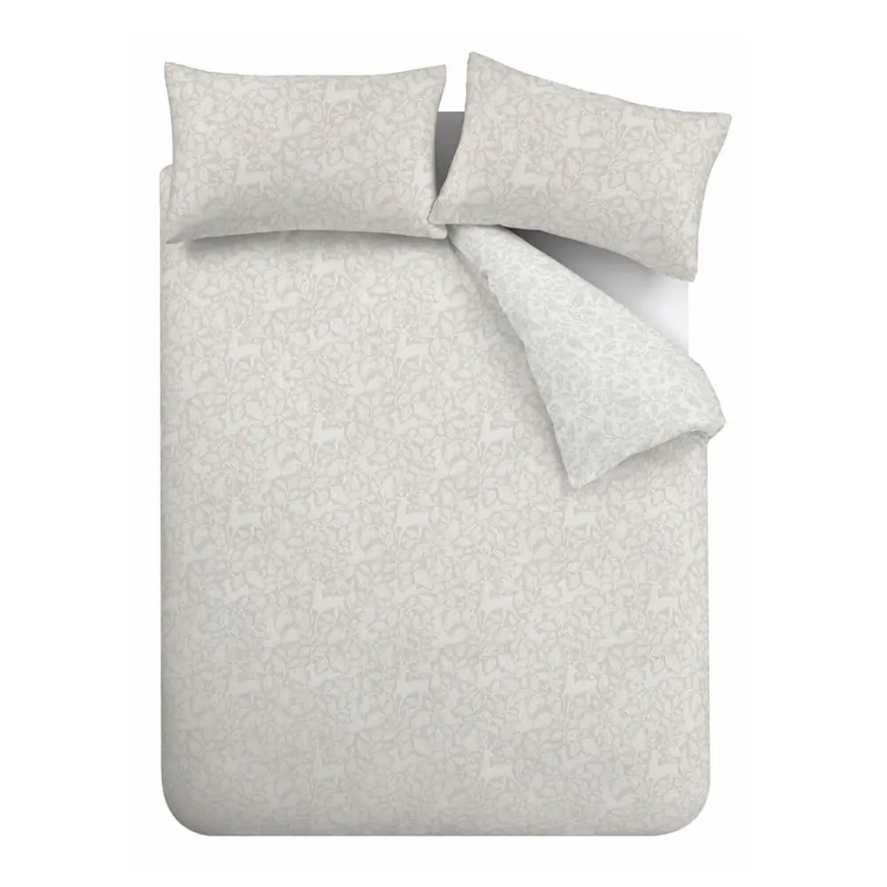 Lenjerie de pat grej din bumbac pentru pat dublu 200x200 cm Woodland – Bianca