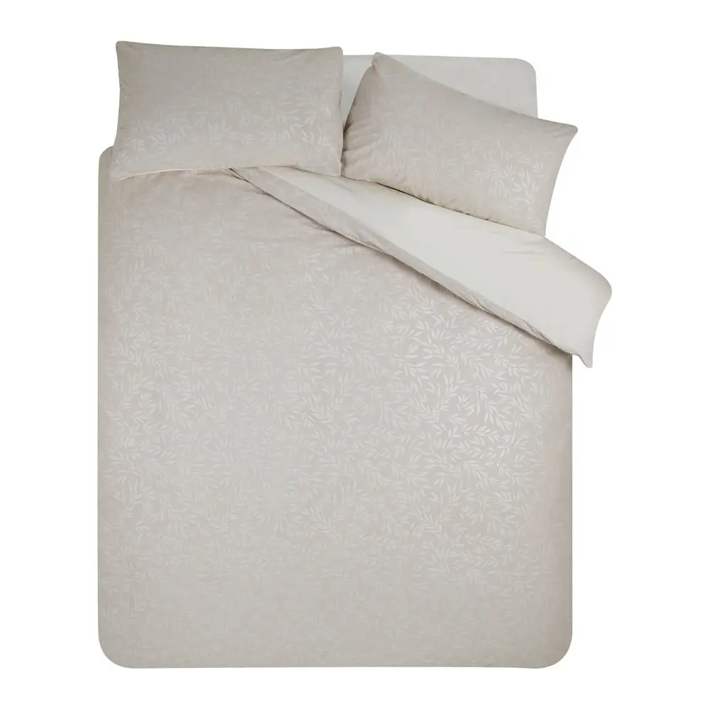 Lenjerie de pat grej din jacquard pentru pat dublu, extinsă 230x220 cm Corded Leaves – Catherine Lansfield