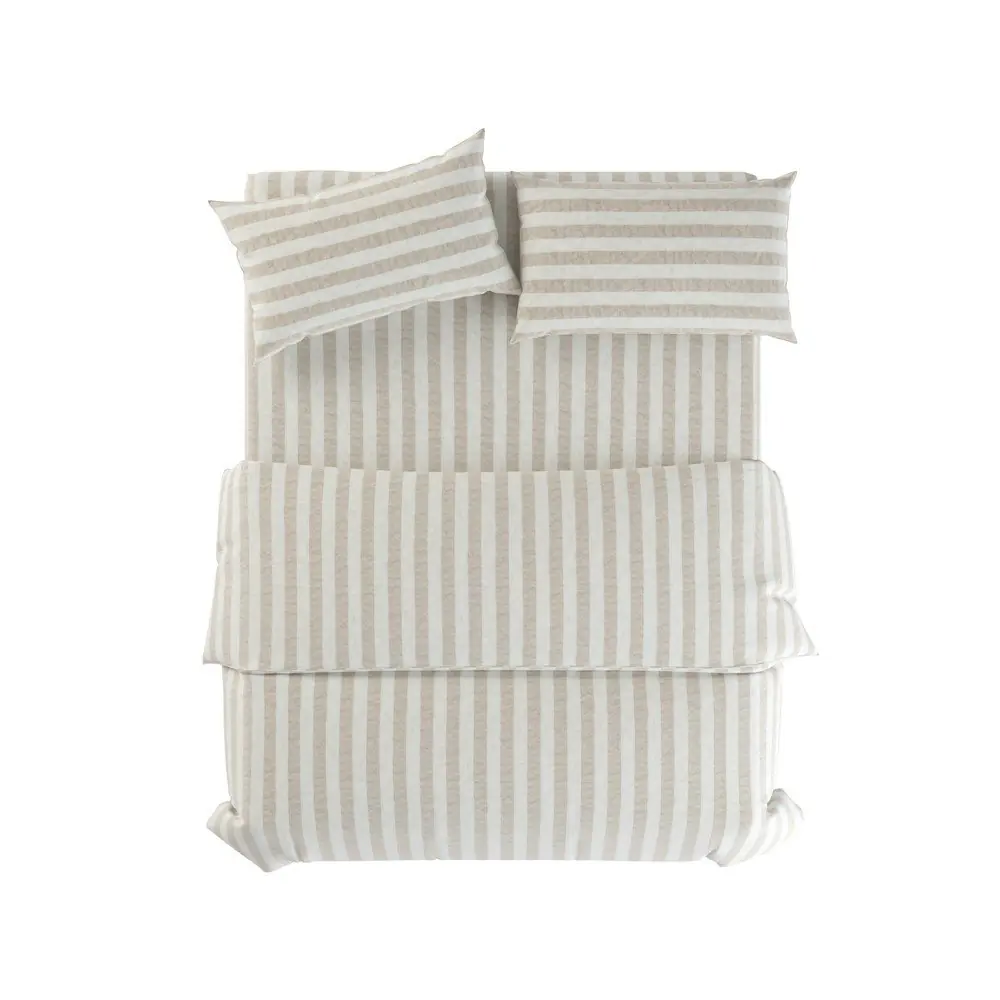 Lenjerie de pat gri deschis/crem din in pentru pat de o persoană 135x200 cm Natural Stripes – Native Natural