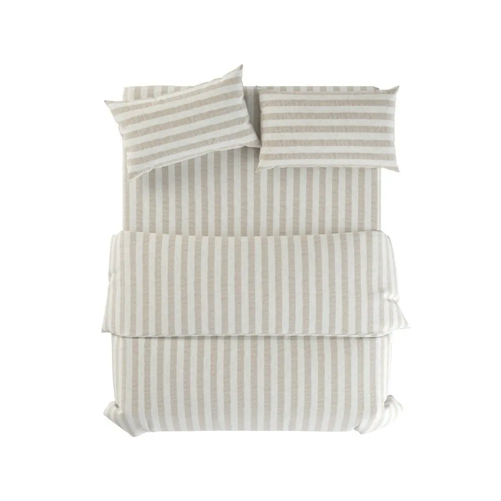 Lenjerie de pat gri deschis/crem din in pentru pat dublu 200x200 cm Natural Stripes – Native Natural