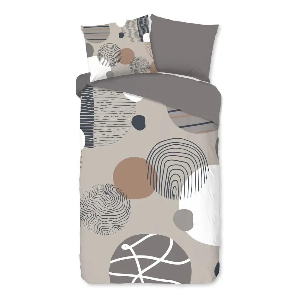 Lenjerie de pat gri din bumbac pentru pat de o persoană, extinsă 140x220 cm Hendrik – Good Morning