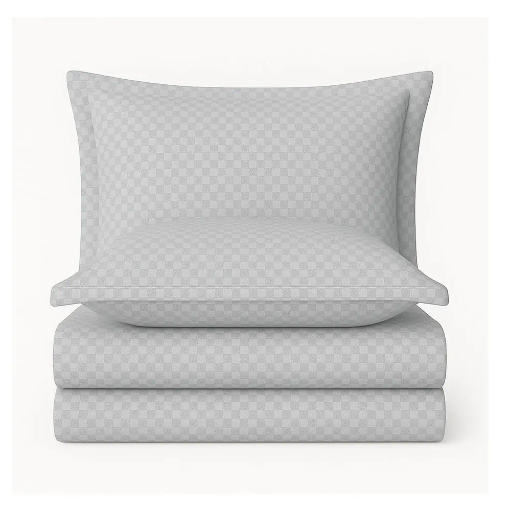 Lenjerie de pat gri din bumbac ranforcé pentru pat dublu, extinsă 240x220 cm Checkered – Mila Home Luxury