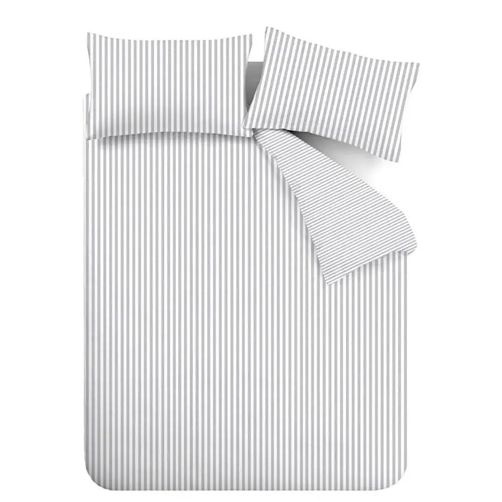 Lenjerie de pat gri din flanelă pentru pat dublu 200x200 cm Stripe – Catherine Lansfield