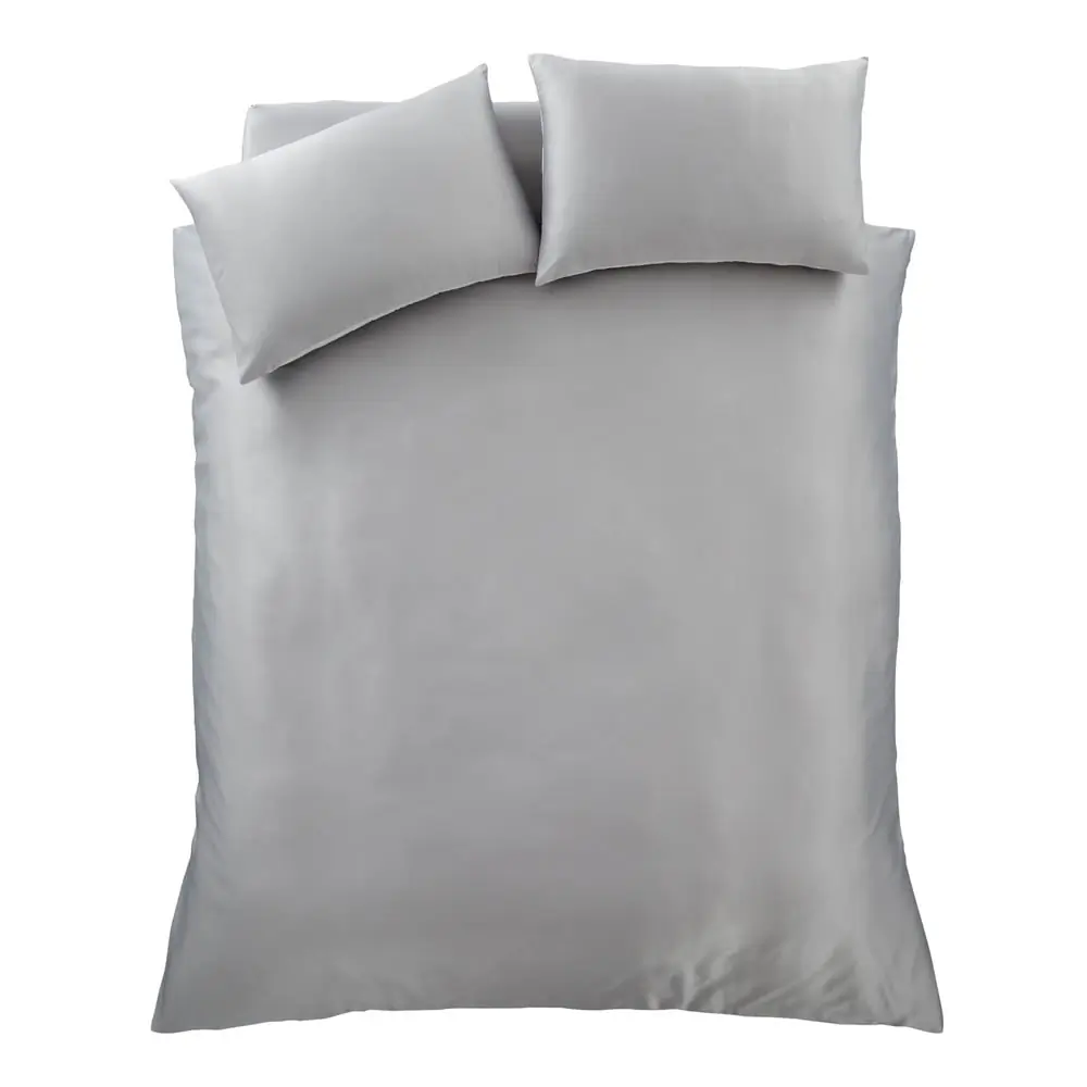 Lenjerie de pat gri din satin pentru pat dublu, extinsă 230x220 cm Silky Soft – Catherine Lansfield