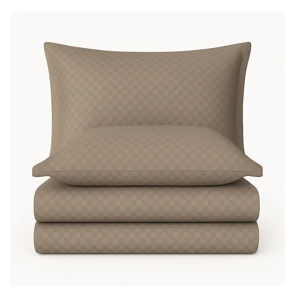 Lenjerie de pat maro din bumbac ranforcé pentru pat dublu, extinsă 240x220 cm Checkered – Mila Home Luxury