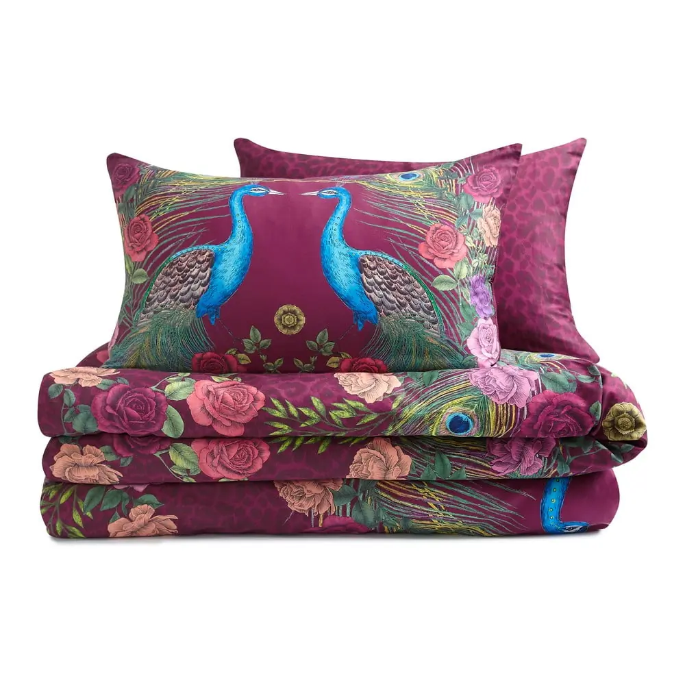 Lenjerie de pat mov din bumbac satinat pentru pat de o persoană 135x200 cm Xanadu Peacock – Matthew Williamson