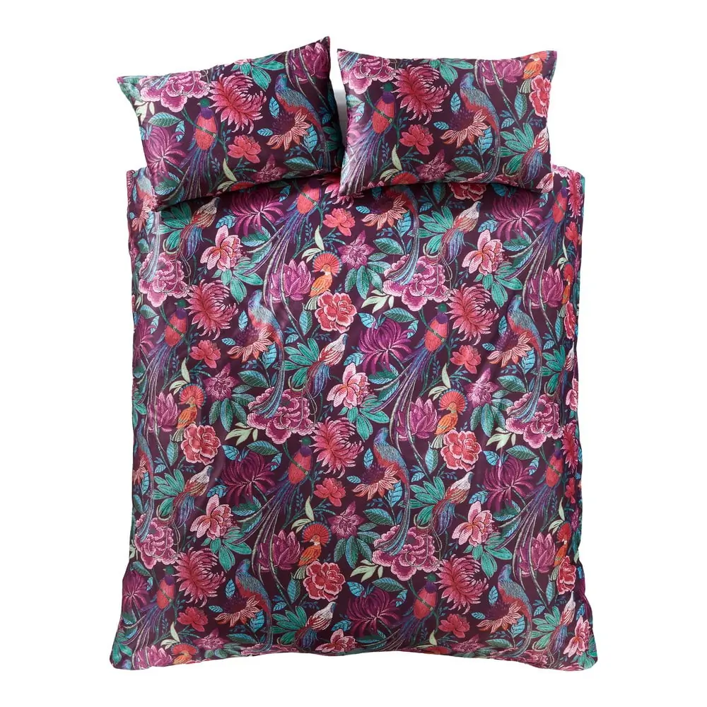 Lenjerie de pat mov din catifea pentru pat de o persoană 135x200 cm Bridgerton Kate Floral – Catherine Lansfield