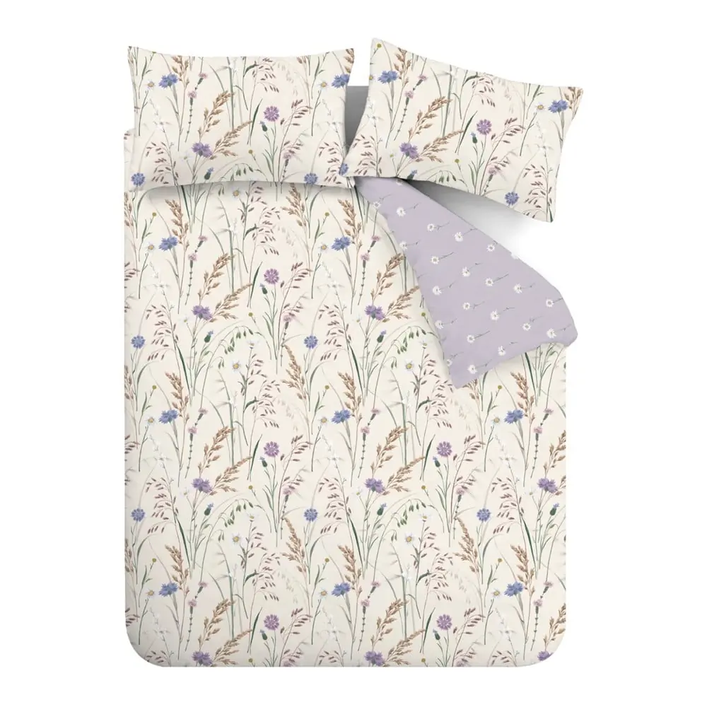 Lenjerie de pat mov lavandă-bej pentru pat de o persoană 135x200 cm Grasmere – Catherine Lansfield