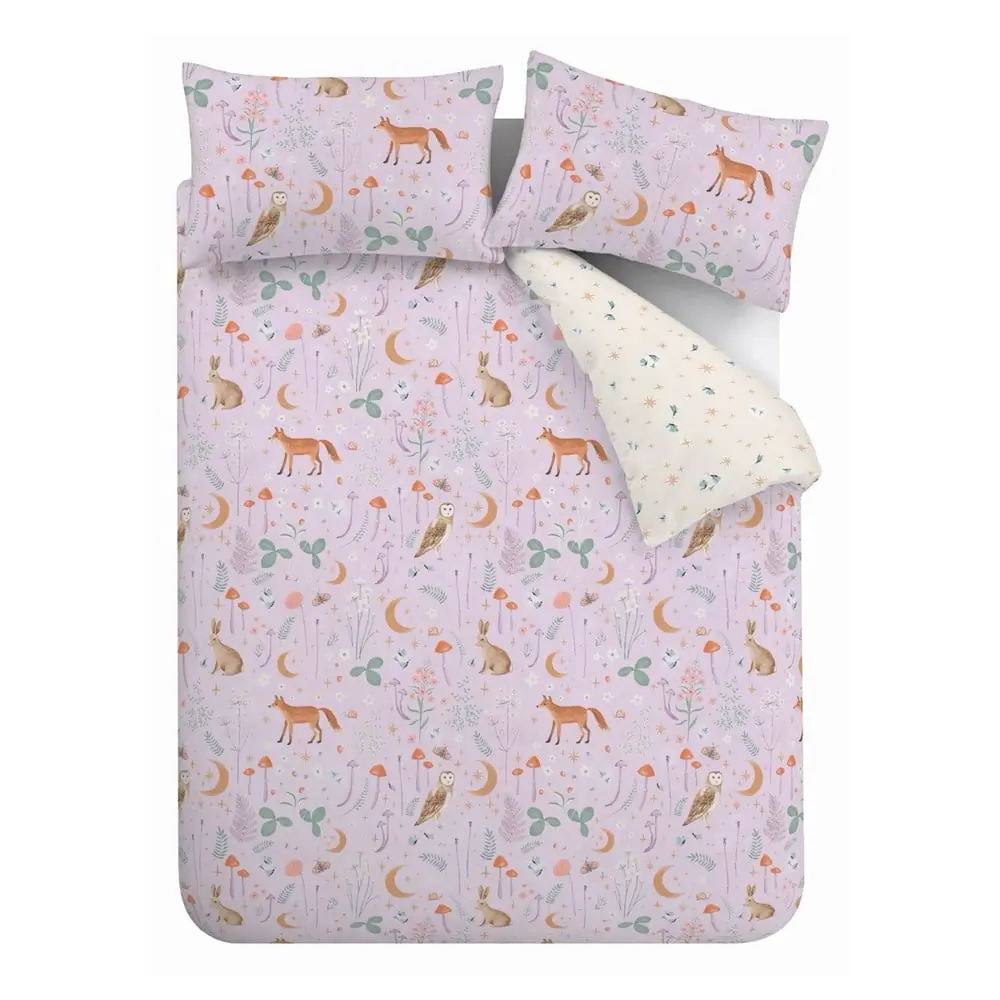 Lenjerie de pat mov lavandă pentru pat dublu, extinsă 230x220 cm Enchanted Twilight Animals – Catherine Lansfield