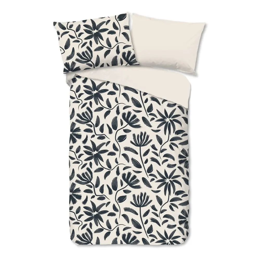 Lenjerie de pat neagră-bej din bumbac pentru pat de o persoană 140x200 cm Emilia – Good Morning