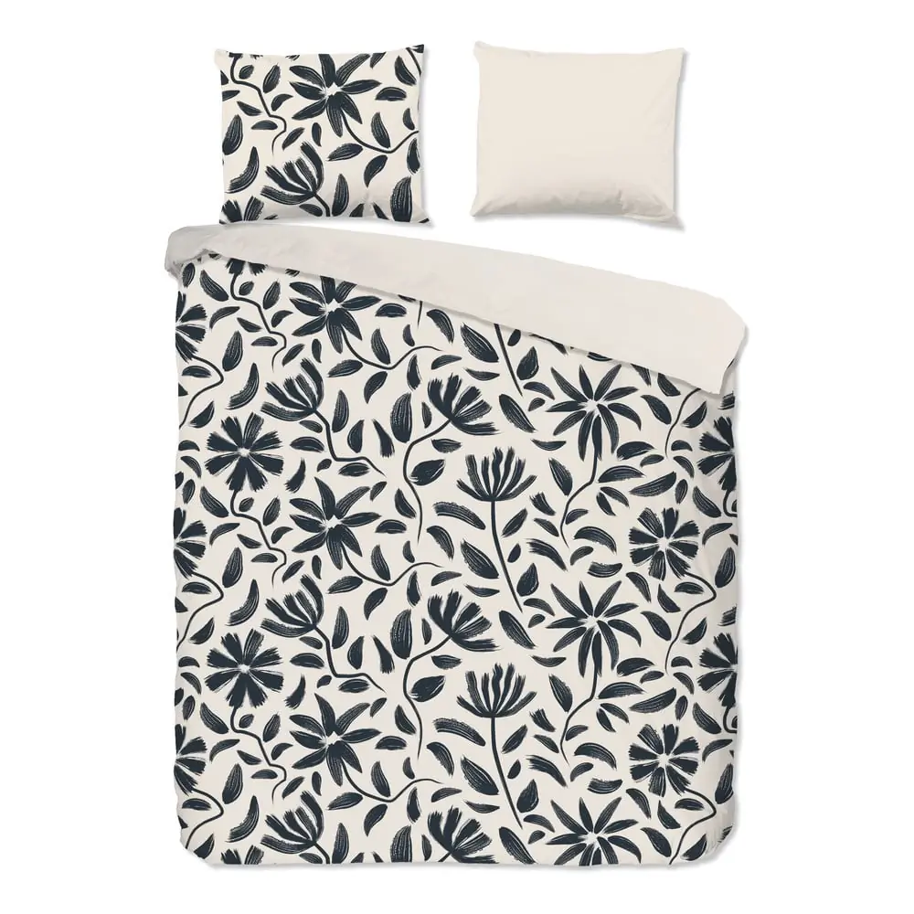 Lenjerie de pat neagră-bej din bumbac pentru pat dublu, extinsă 200x220 cm Emilia – Good Morning