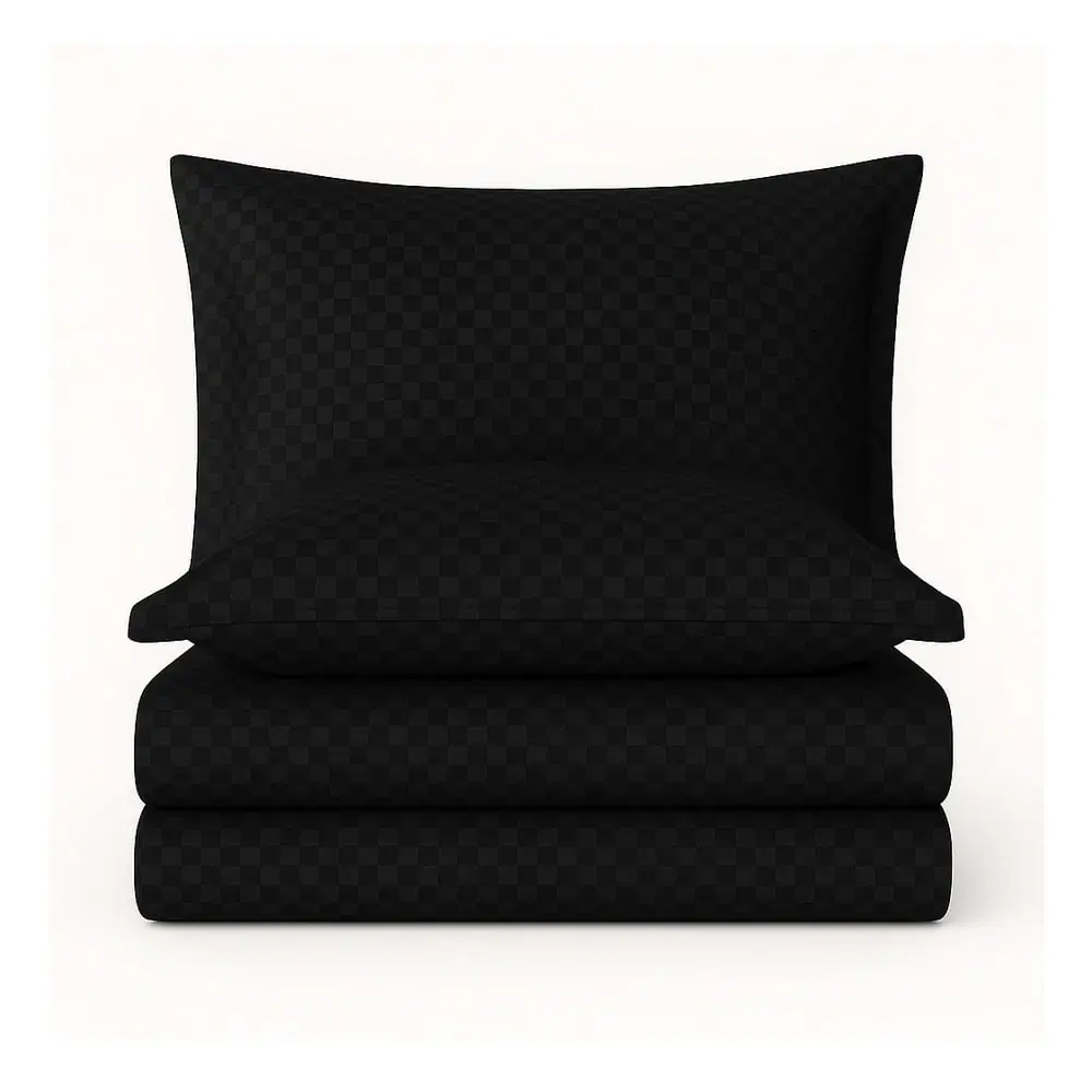 Lenjerie de pat neagră din bumbac ranforcé pentru pat de o persoană 140x200 cm Checkered – Mila Home Luxury