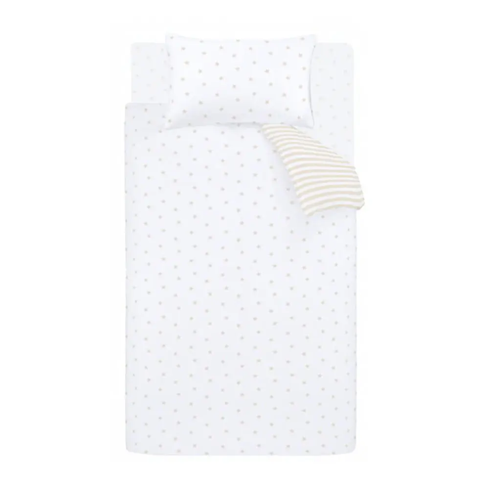 Lenjerie de pat pentru copii albă-bej din bumbac pentru pat de o persoană 135x200 cm Mini Star & Stripes – Bianca