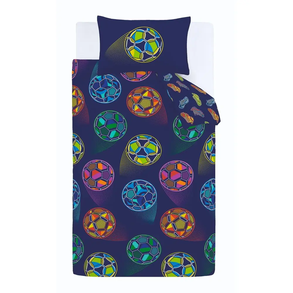 Lenjerie de pat pentru copii albastră pentru pat dublu 200x200 cm Bright Football – Catherine Lansfield