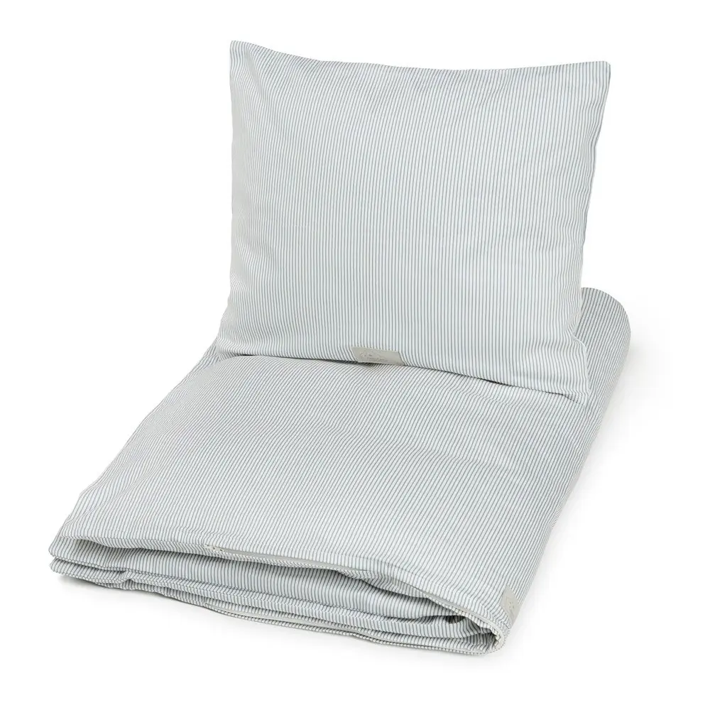 Lenjerie de pat pentru copii, albastru-deschis din bumbac organic pentru pat de o persoană 140x200 cm Classic Stripes Blue – Cam Cam Copenhagen