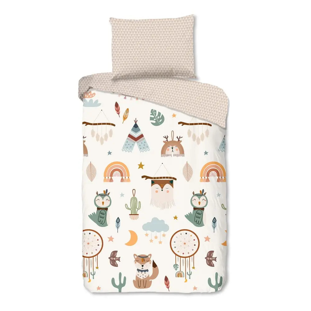 Lenjerie de pat pentru copii bej din bumbac pentru pat de o persoană 140x200 cm Remi – Good Morning