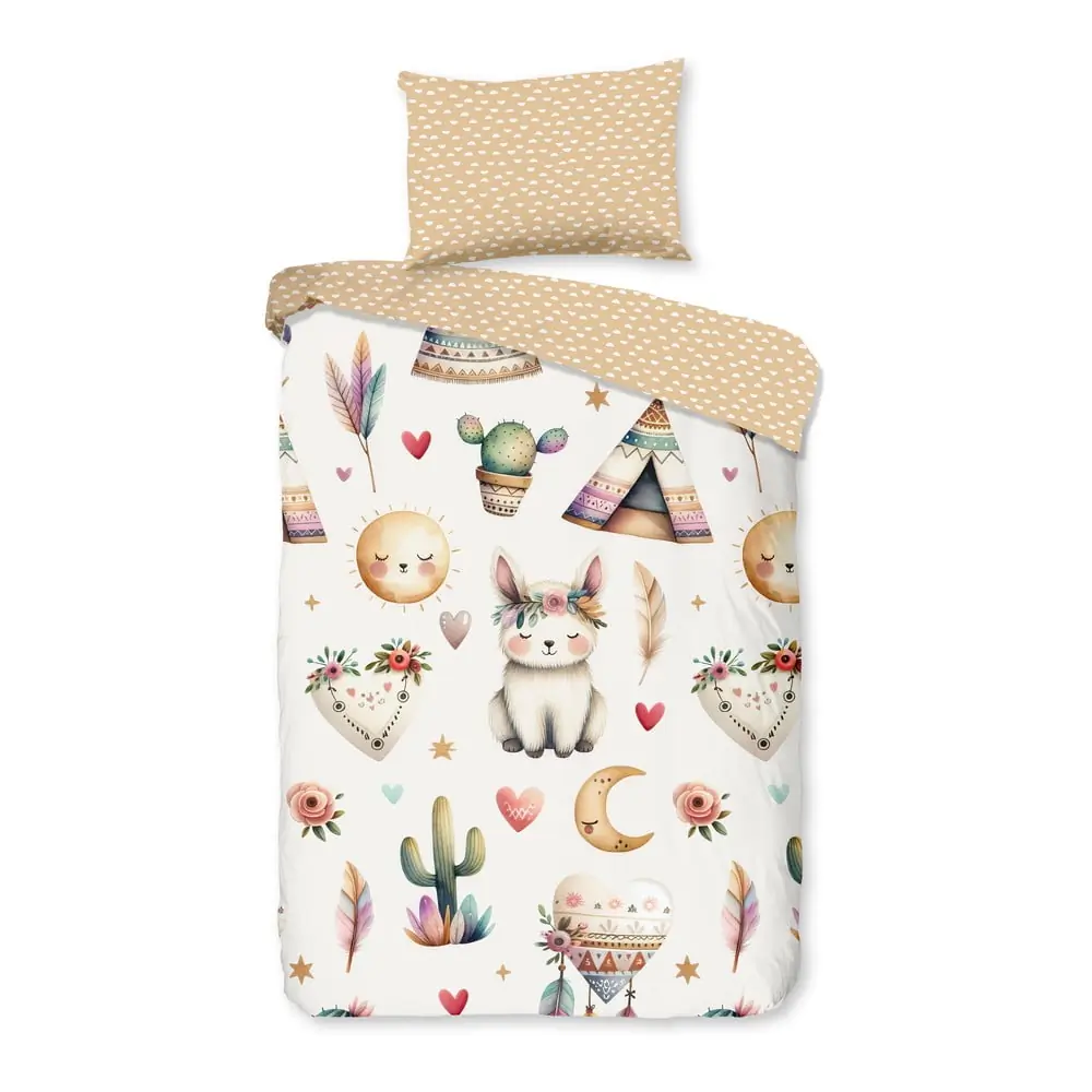 Lenjerie de pat pentru copii bej din bumbac pentru pătuț 100x135 cm Luz – Good Morning