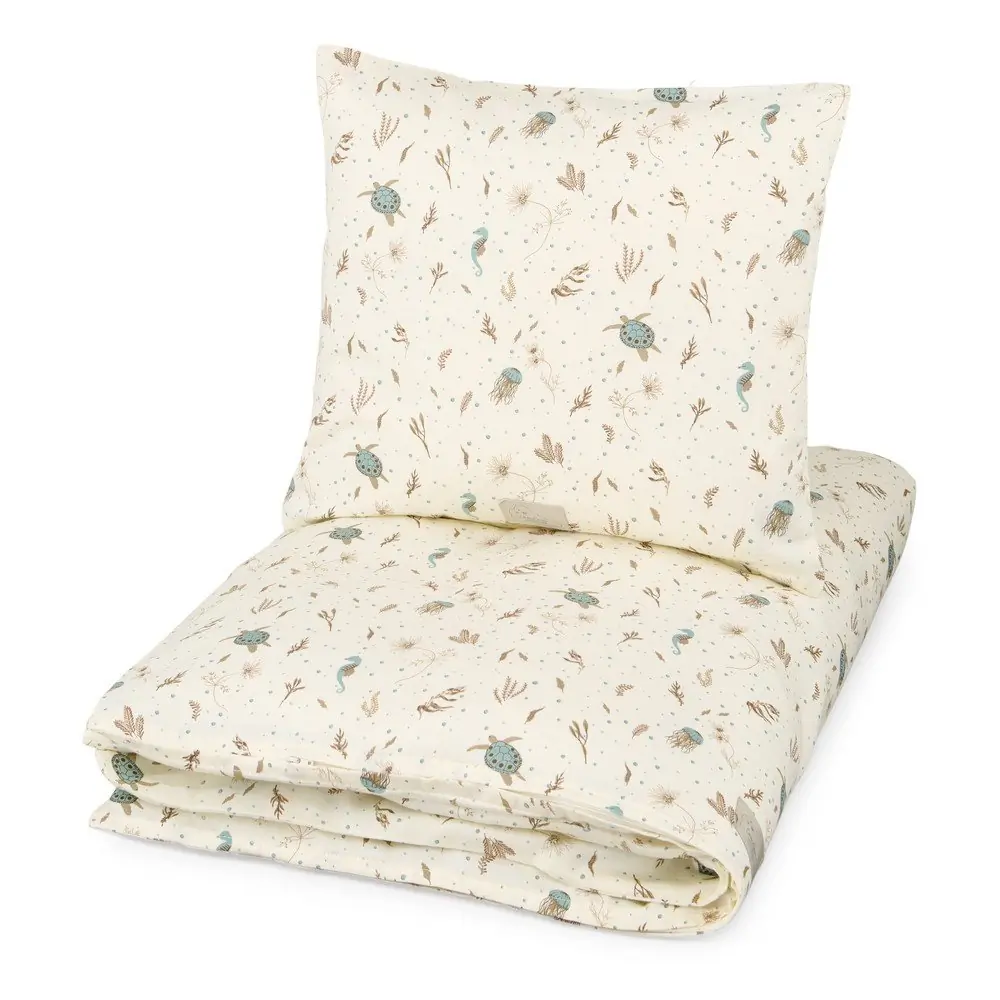 Lenjerie de pat pentru copii, galben-deschis din bumbac organic pentru pătuț 70x100 cm Sea Garden – Cam Cam Copenhagen