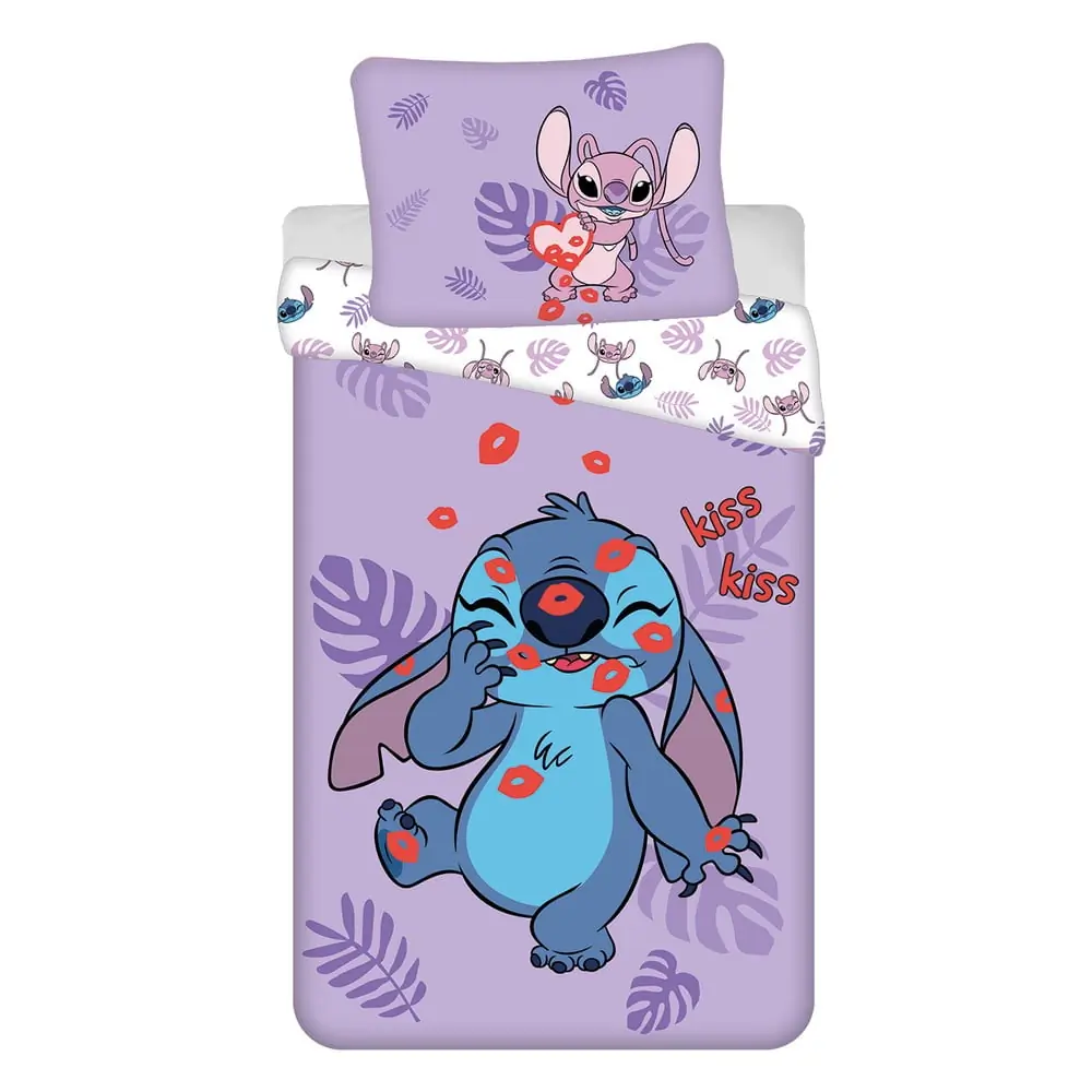 Lenjerie de pat pentru copii mov din bumbac pentru pat de o persoană 140x200 cm Lilo and Stitch 