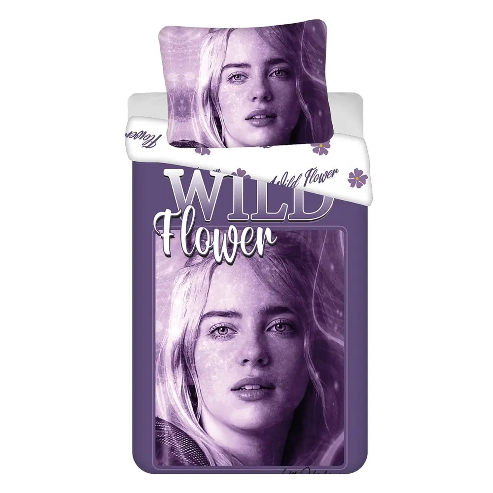 Lenjerie de pat pentru copii mov din bumbac pentru pat de o persoană 200x140 cm Billie Eilish – Jerry Fabrics