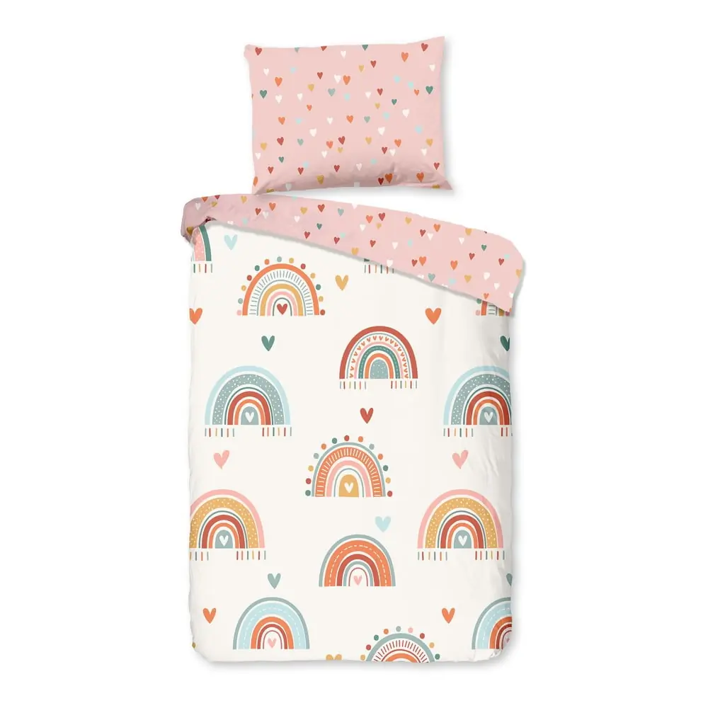 Lenjerie de pat pentru copii roz-bej din bumbac pentru pătuț 100x135 cm Louie – Good Morning