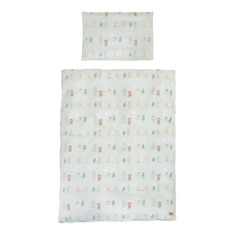 Lenjerie de pat pentru copii verde-deschis din bumbac pentru pătuț 100x135 cm Woodland Buddies – Roba