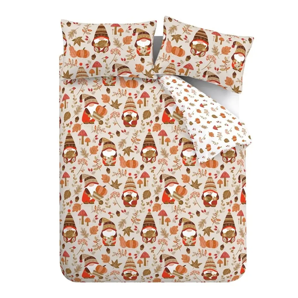 Lenjerie de pat portocalie-maro pentru pat de o persoană 135x200 cm Woodland Gonks – Catherine Lansfield