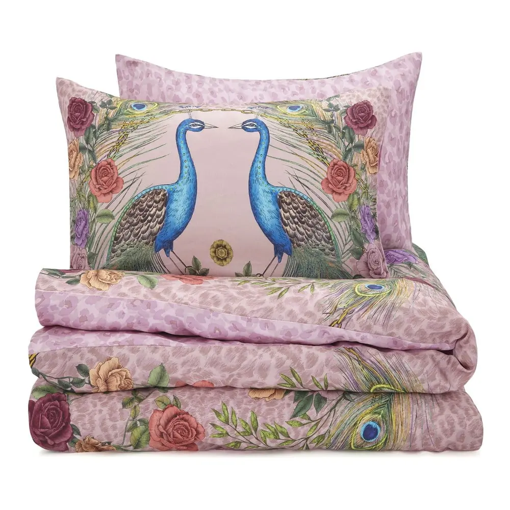 Lenjerie de pat roz din bumbac satinat pentru pat de o persoană 135x200 cm Xanadu Peacock – Matthew Williamson