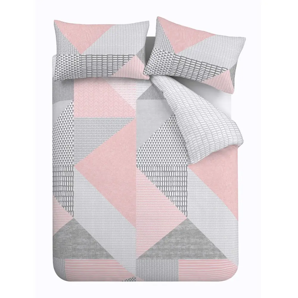 Lenjerie de pat roz pentru pat de o persoană 135x200 cm Larsson Geo – Catherine Lansfield