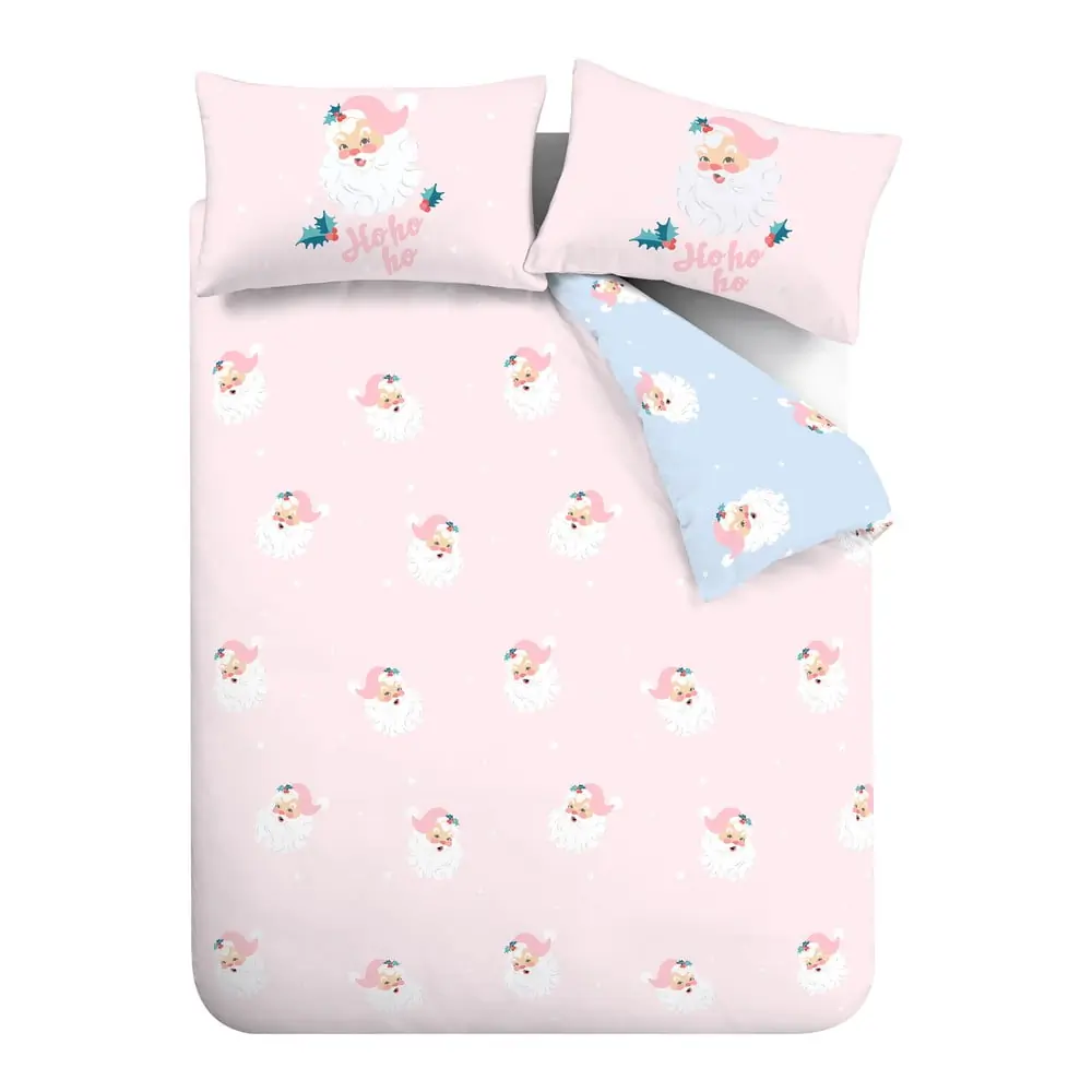 Lenjerie de pat roz pentru pat dublu 200x200 cm Vintage Christmas Santa – Catherine Lansfield