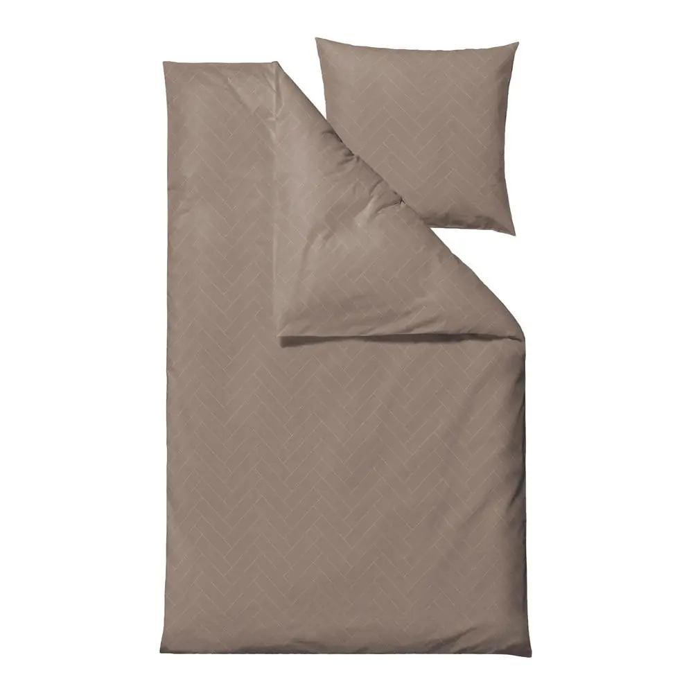 Lenjerie de pat taupe din damasc pentru pat de o persoană, extinsă 140x220 cm Tiles – Södahl