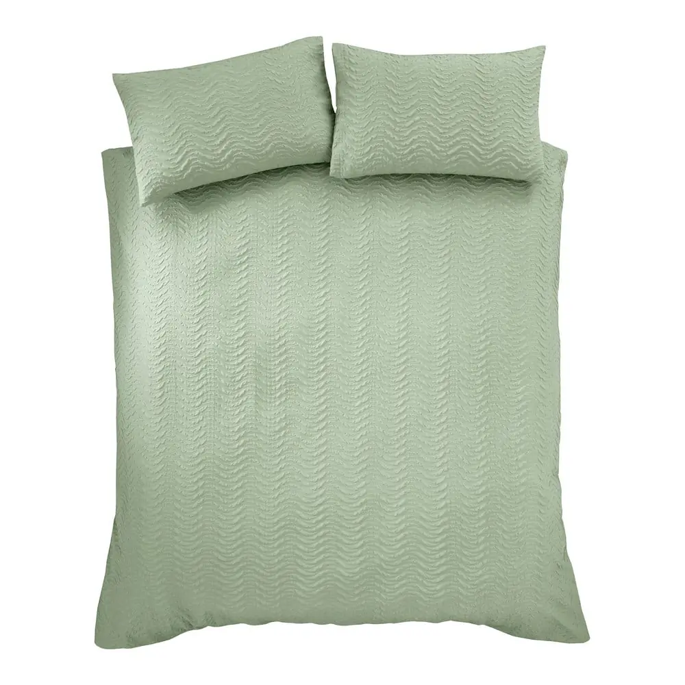 Lenjerie de pat verde din țesătură crep pentru pat dublu, extinsă 230x220 cm Heatset Wave – Catherine Lansfield