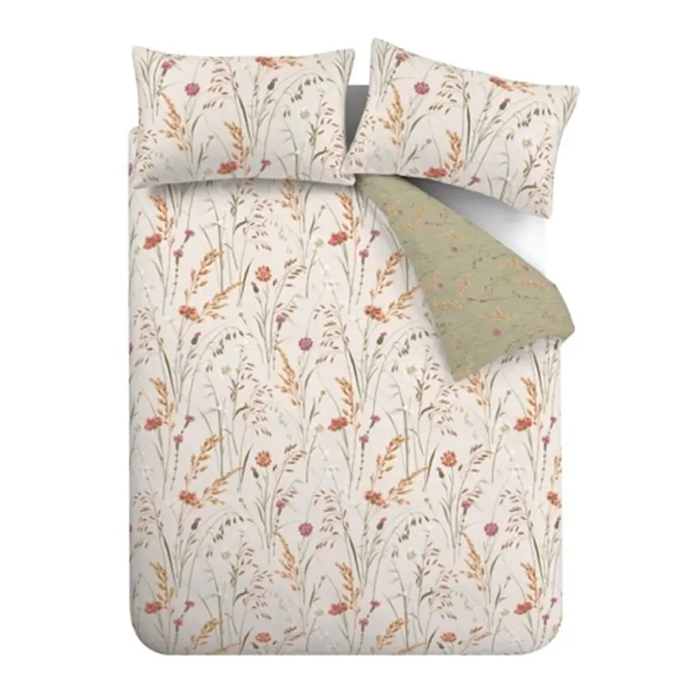 Lenjerie de pat verde-maro din flanelă pentru pat dublu, extinsă 230x220 cm Grasmere Floral – Catherine Lansfield