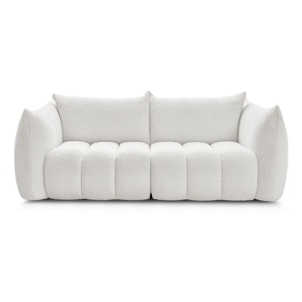 Canapea albă cu tapițerie din țesătură bouclé 234 cm Azra – Bobochic Paris