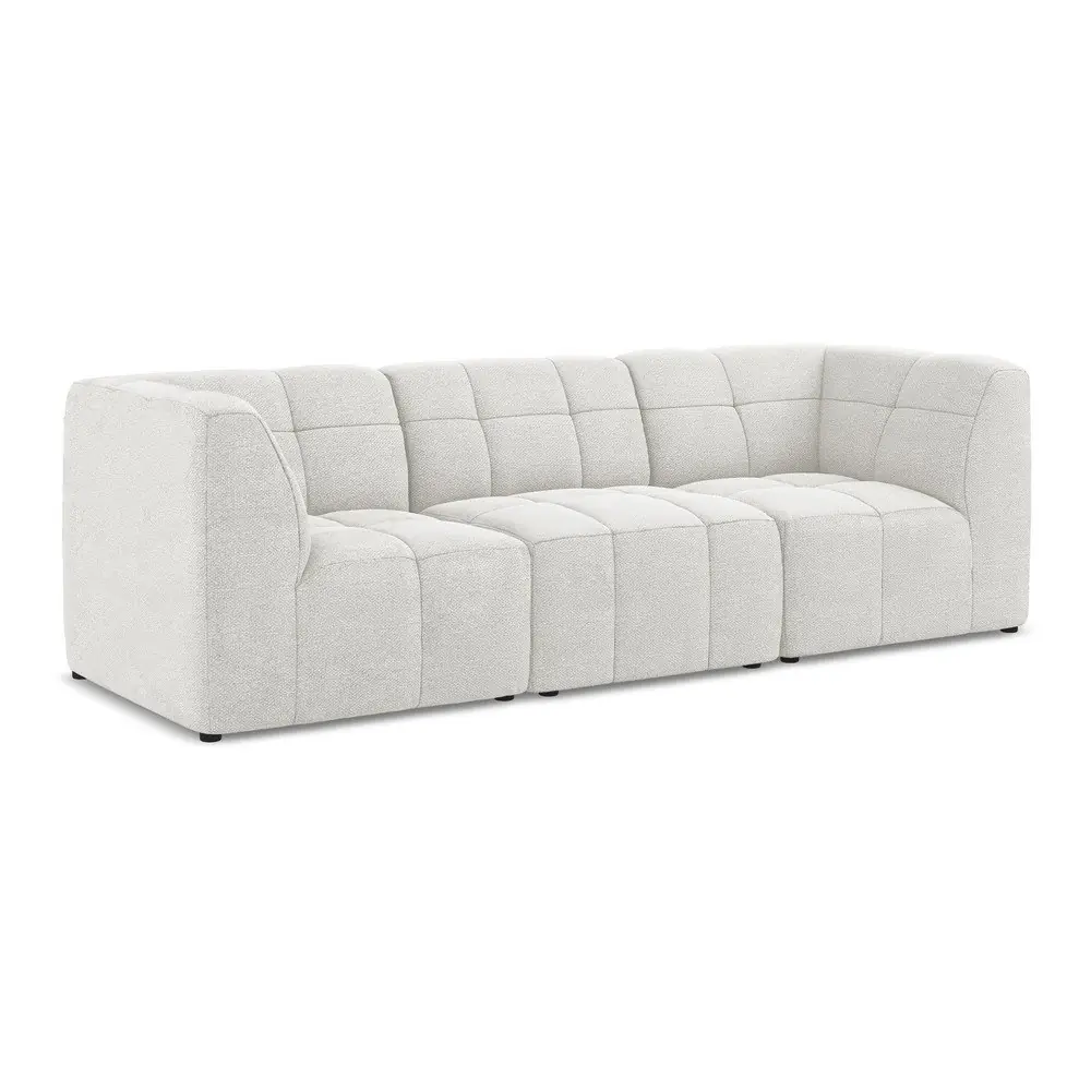 Canapea albă cu tapițerie din țesătură bouclé 255 cm Aloha – Makamii