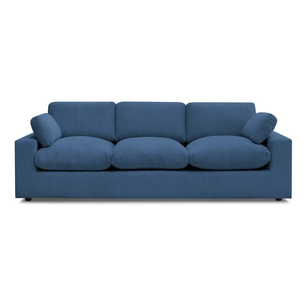 Canapea albastră cu tapițerie din catifea reiată 250 cm Belair – Bobochic Paris