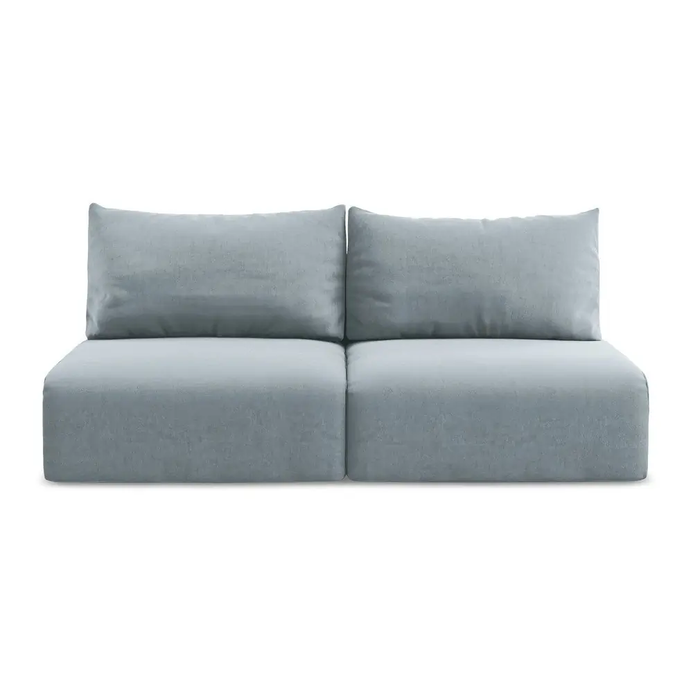 Canapea albastră extensibilă/cu spațiu de depozitare cu tapițerie din catifea 216 cm Kalena – Makamii