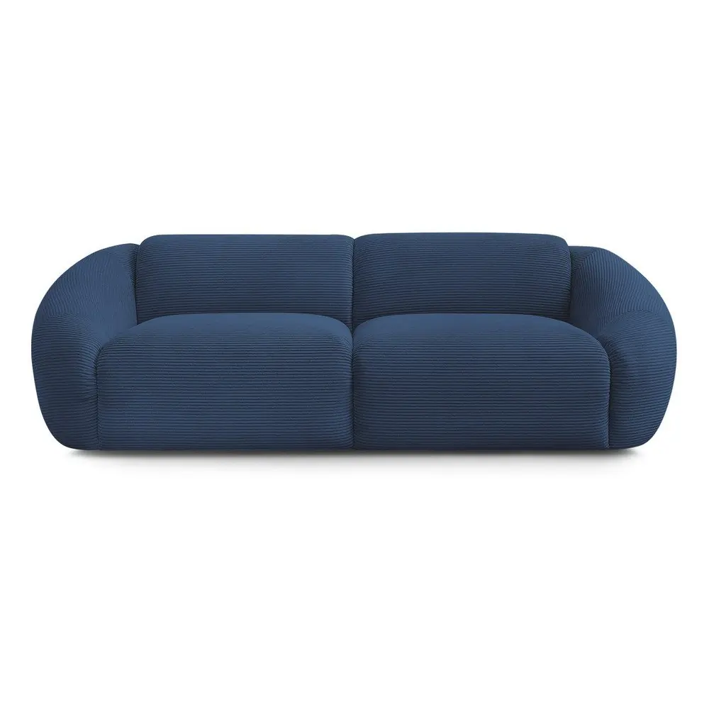 Canapea albastru-închis cu tapițerie din catifea reiată 250 cm Tina – Bobochic Paris