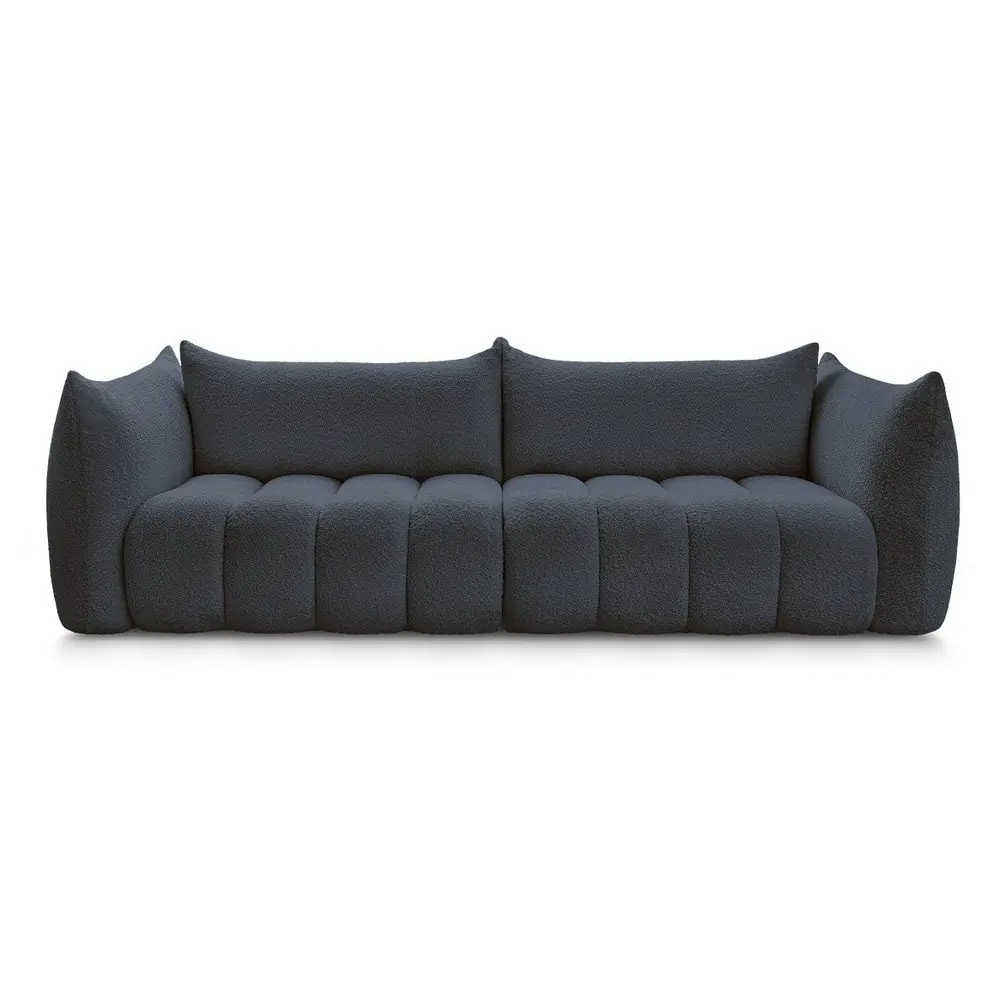 Canapea albastru-închis cu tapițerie din țesătură bouclé 286 cm Azra – Bobochic Paris