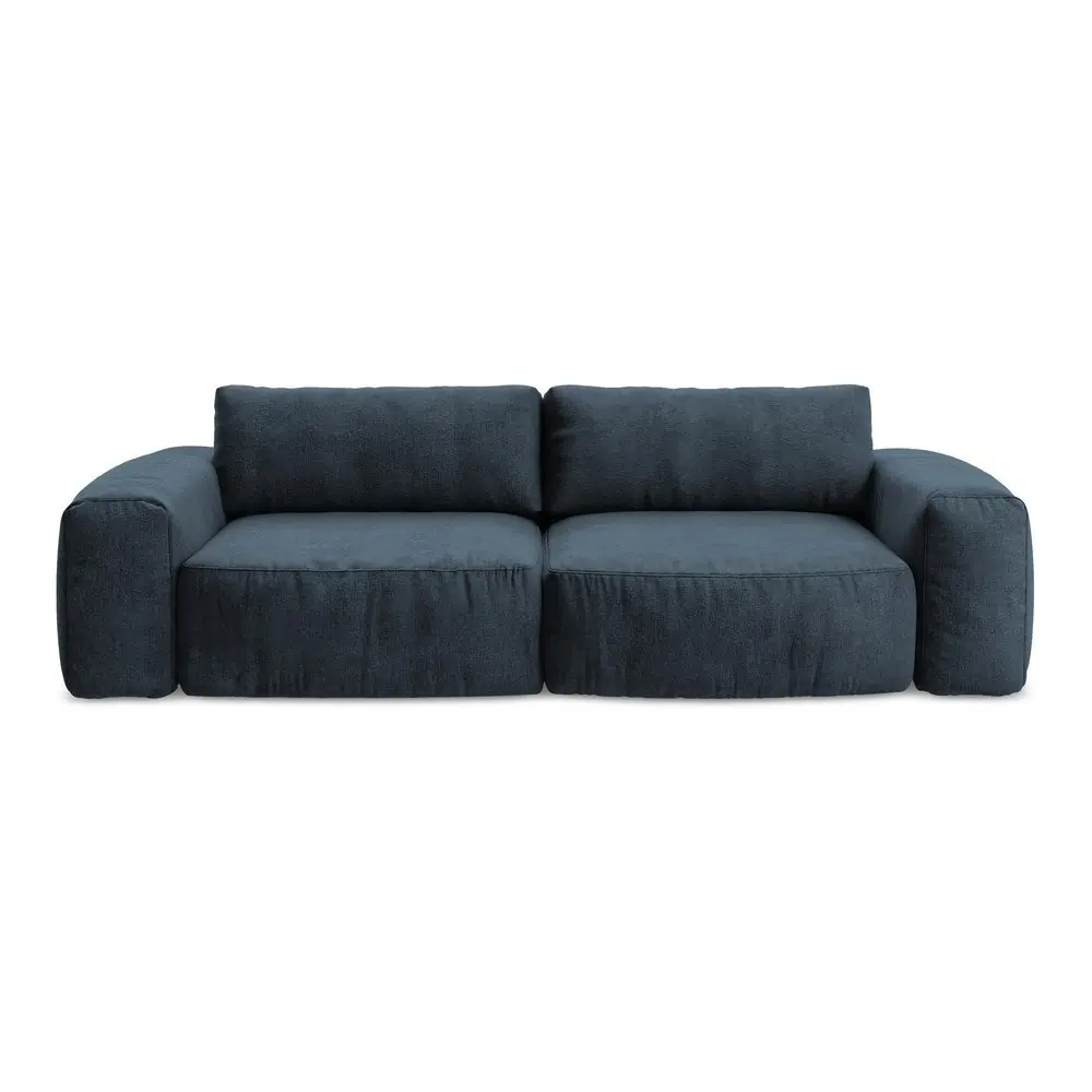 Canapea albastru-închis extensibilă cu tapițerie din chenille 275 cm Kuki – Makamii