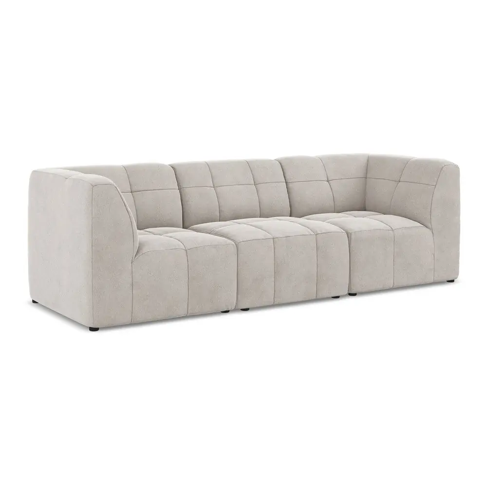 Canapea bej cu tapițerie din catifea 255 cm Aloha – Makamii