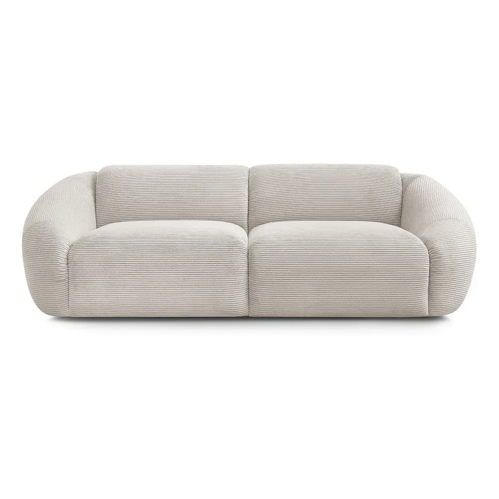 Canapea bej cu tapițerie din catifea reiată 250 cm Tina – Bobochic Paris