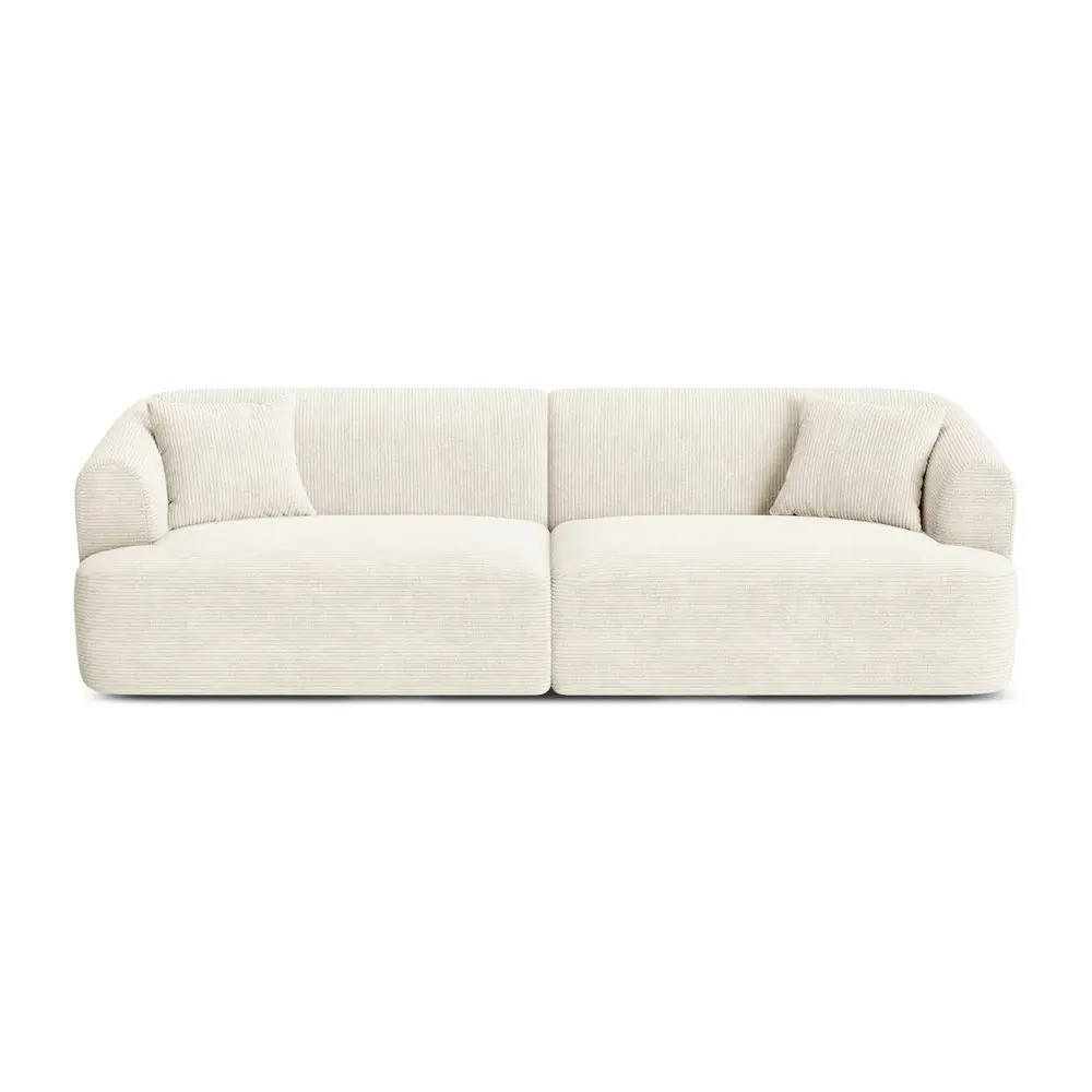 Canapea bej cu tapițerie din catifea reiată 255 cm Campi – Cosmopolitan Design