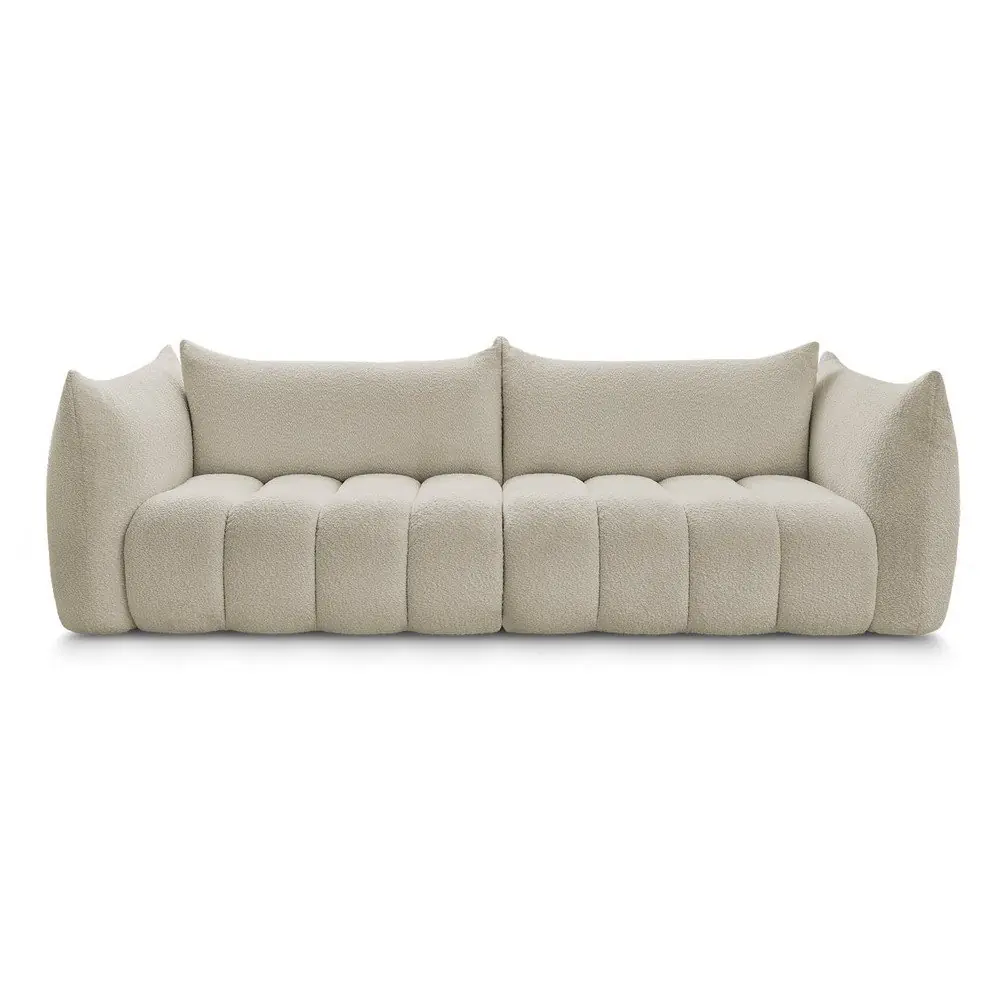 Canapea bej cu tapițerie din țesătură bouclé 286 cm Azra – Bobochic Paris
