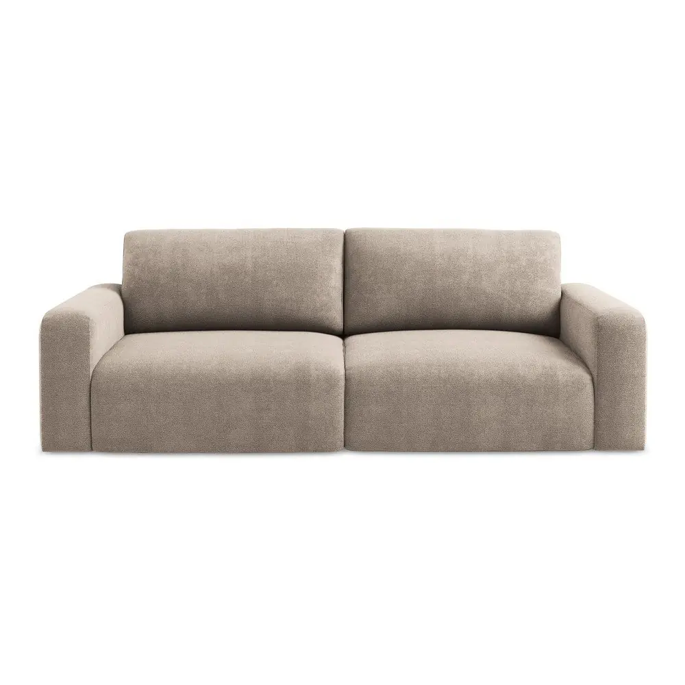 Canapea bej extensibilă/cu spațiu de depozitare cu tapițerie din chenille 252 cm Kona – Makamii