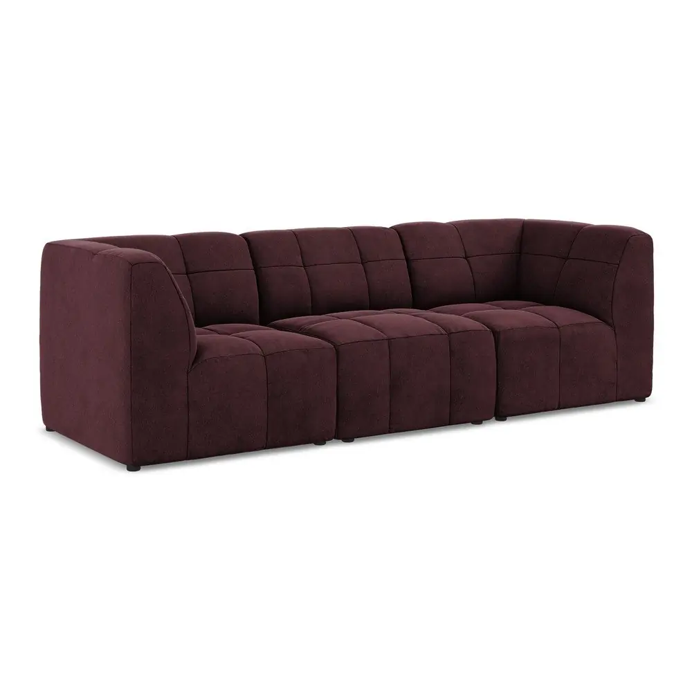 Canapea burgundy cu tapițerie din catifea 255 cm Aloha – Makamii