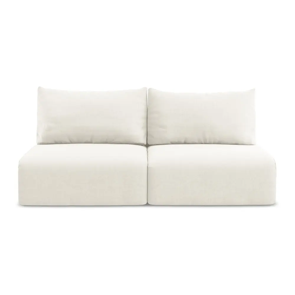 Canapea crem extensibilă/cu spațiu de depozitare cu tapițerie din catifea 216 cm Kalena – Makamii